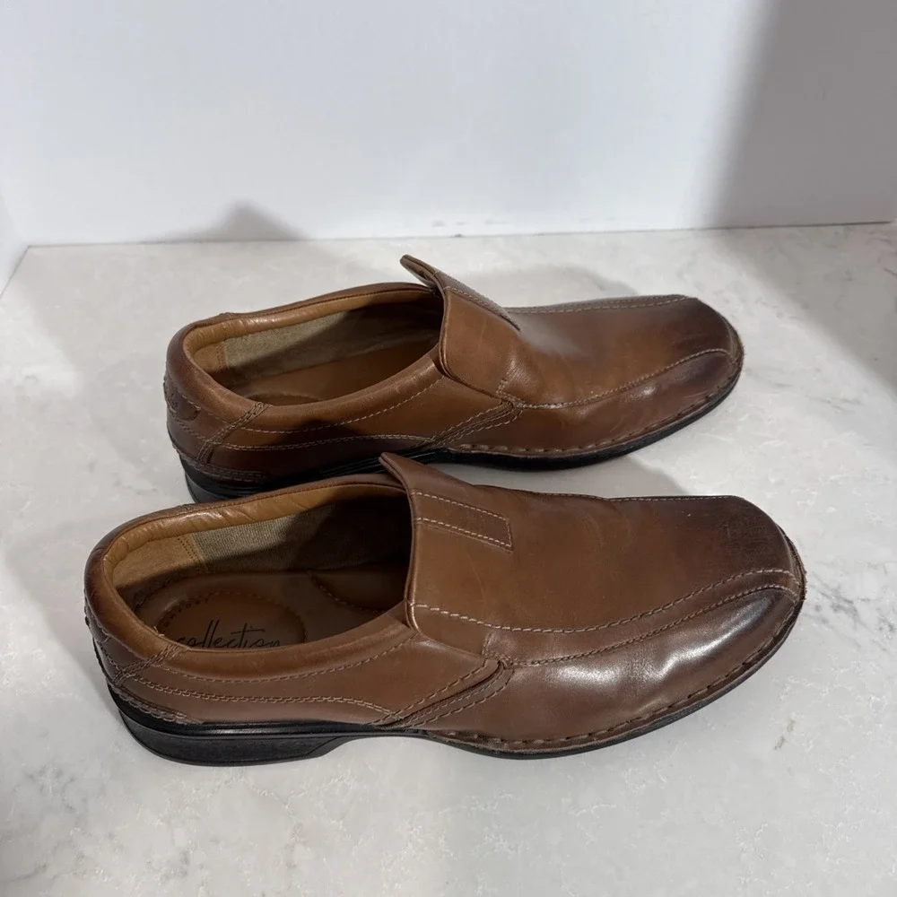 Clark's Ultimate Comfort Brown Leather Loafers Made In India Men's Shoes Size 11